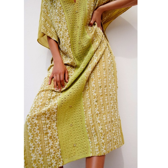 Zara Green Embroidered Tunic Dress NWT - Picture 6 of 13